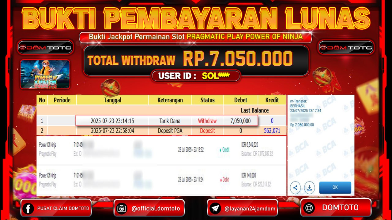 JACKPOT SLOT POWER OF NINJA 23 JULI 2025